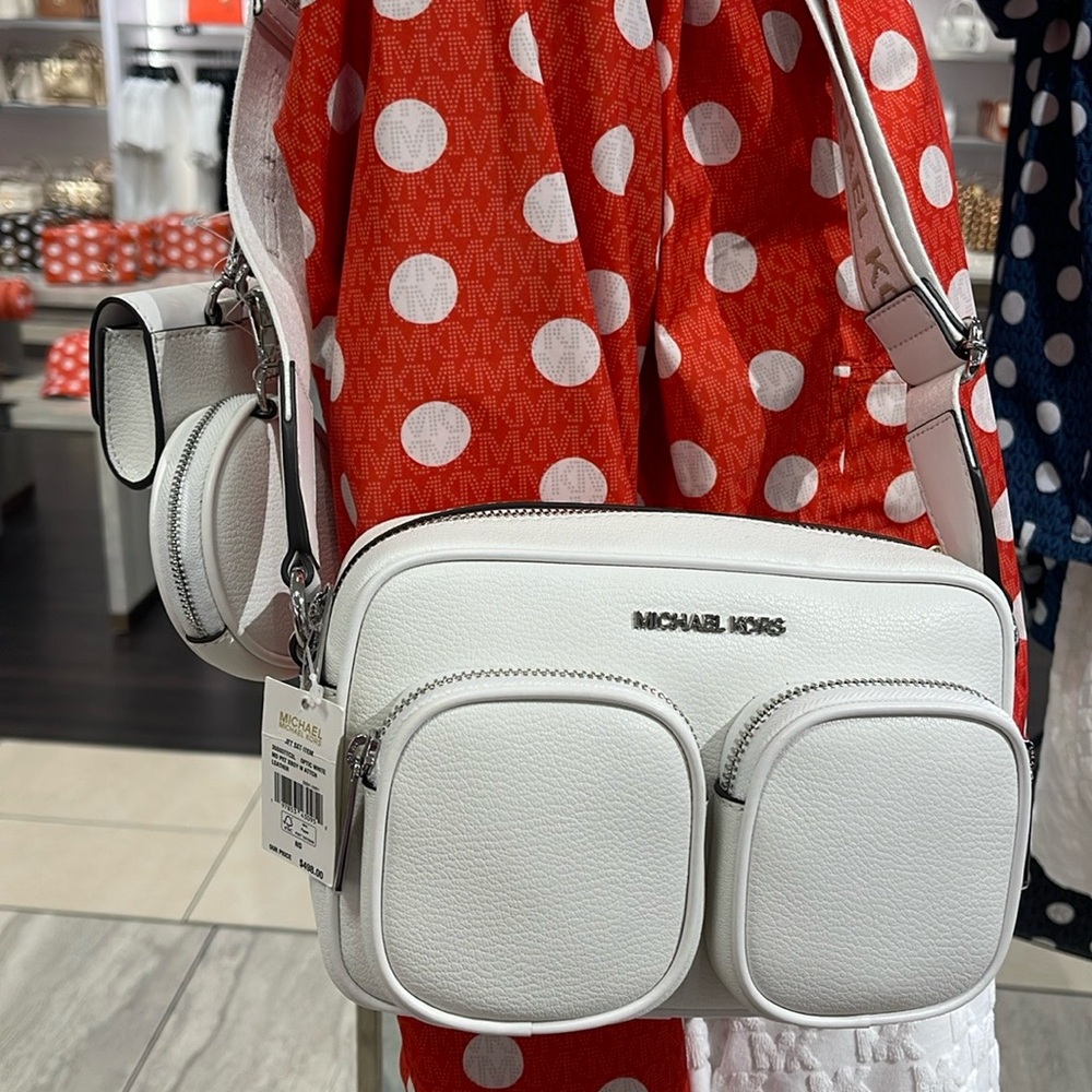 Michael Kors Jet Set Leather Medium Crossbody Bag with Case for Apple Airpods Pr - Picture 12 of 16